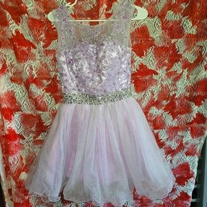 Beaded purple lavender homecoming pageant prom formal mini dress